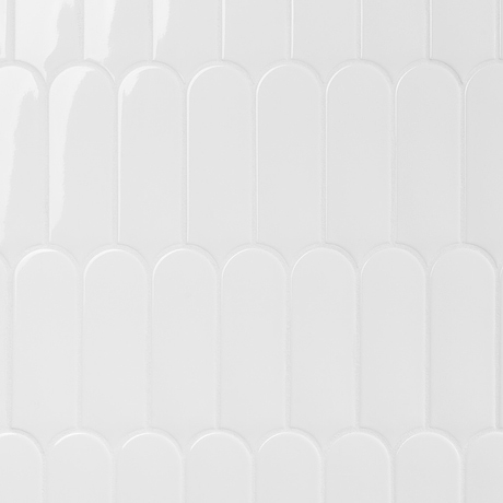 Parry White 3x8 Fishscale Glossy Ceramic Tile