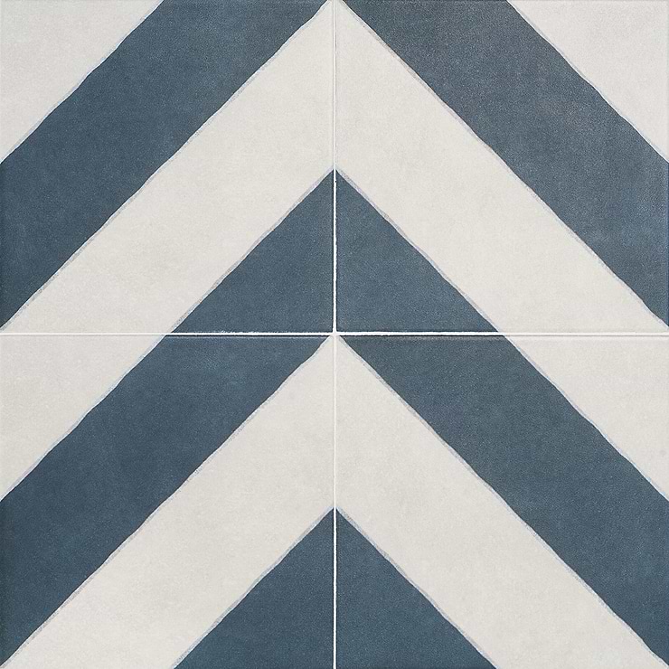 Auteur Diagonals Chevron Navy Blue 9x9 Matte Porcelain Tile