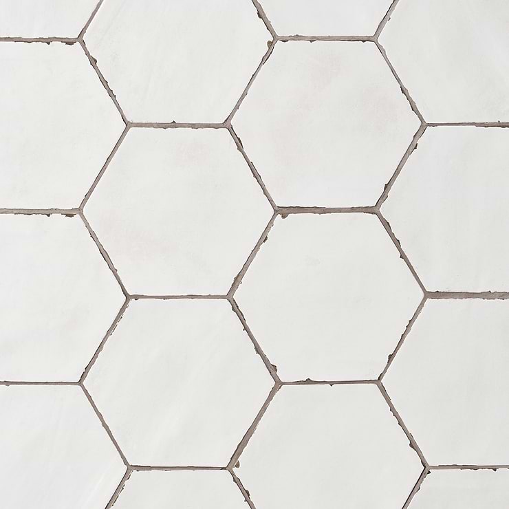 Sasha Hex Solaro White 6" Matte Porcelain Hexagon Tile