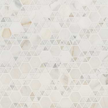 Aspekt Hex Calacatta Hexagon White Honed Marble Mosaic Tile - Sample