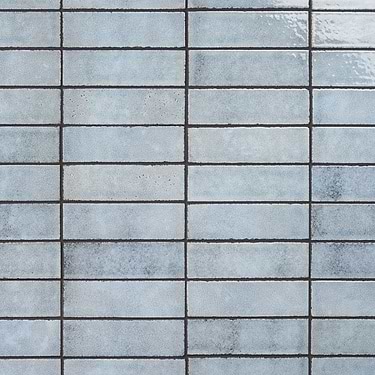 Color One Arctic Blue 2x8 Glossy Lava Stone Subway Tile - Sample