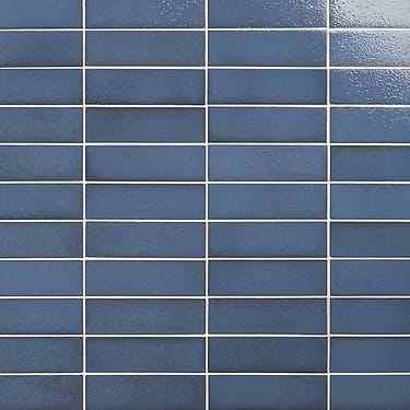 Color One Steel Blue 2x8 Glossy Lava Stone Subway Tile - Sample