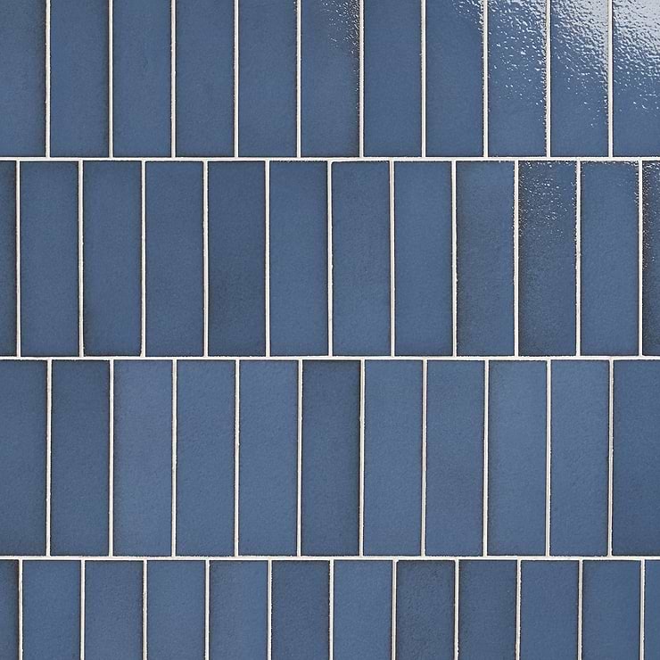 Color One Steel Blue 2x8 Glossy Lava Stone Tile