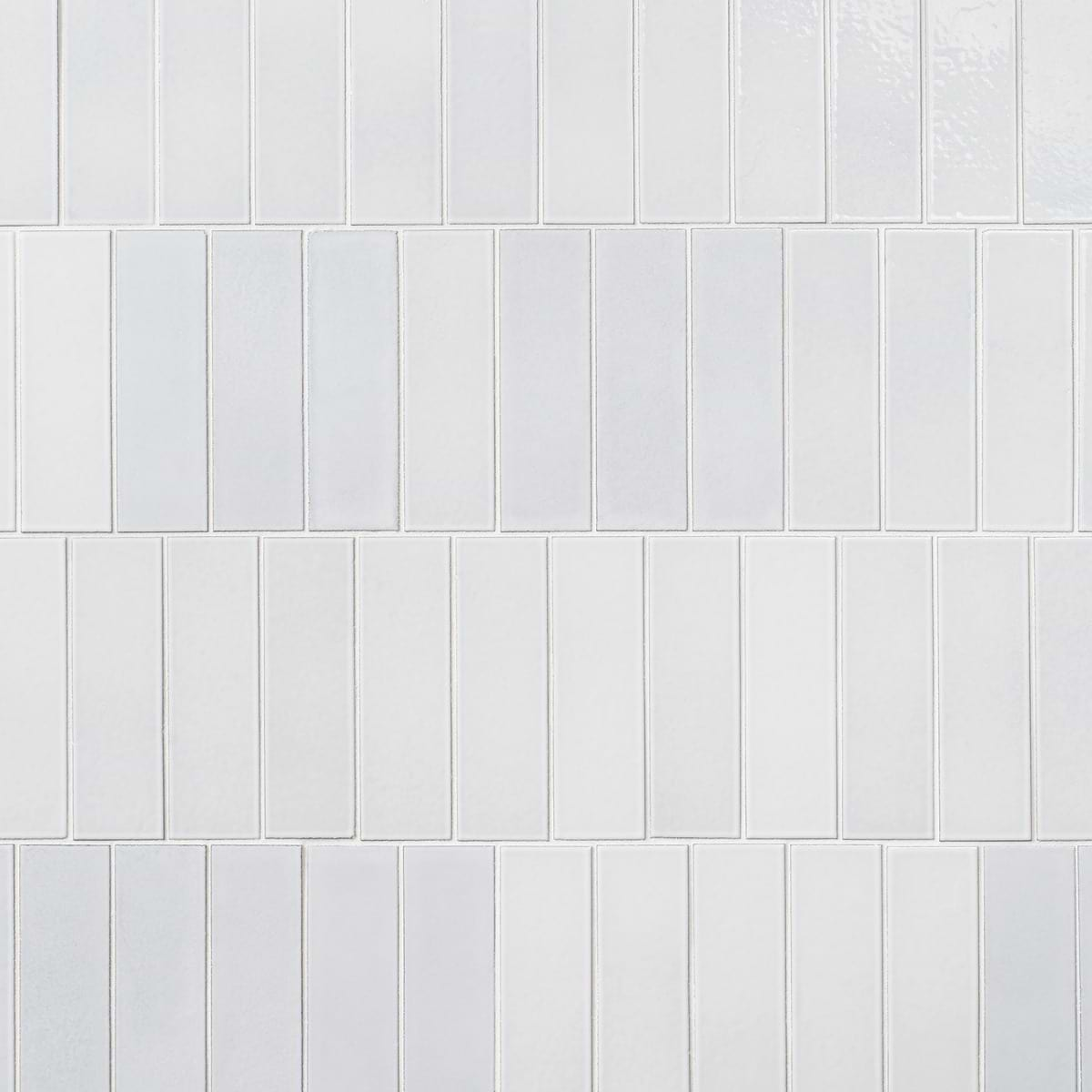 Color One Milk White 2x8 Glossy Lava Stone Subway Tile