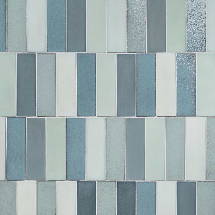 Color One Ocean Blend Blue 2x8 Cement and Lava Stone Tiles