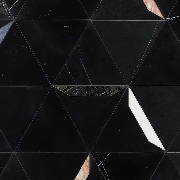 Tres Nero Gem Polished Marble Mosaic Tile