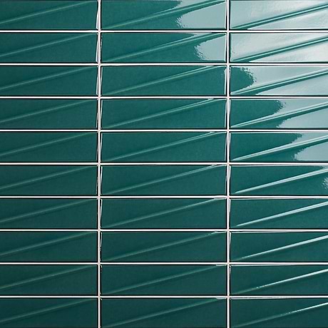 Axelle Emerald Green 3x12 3D Glossy Ceramic Subway Tile