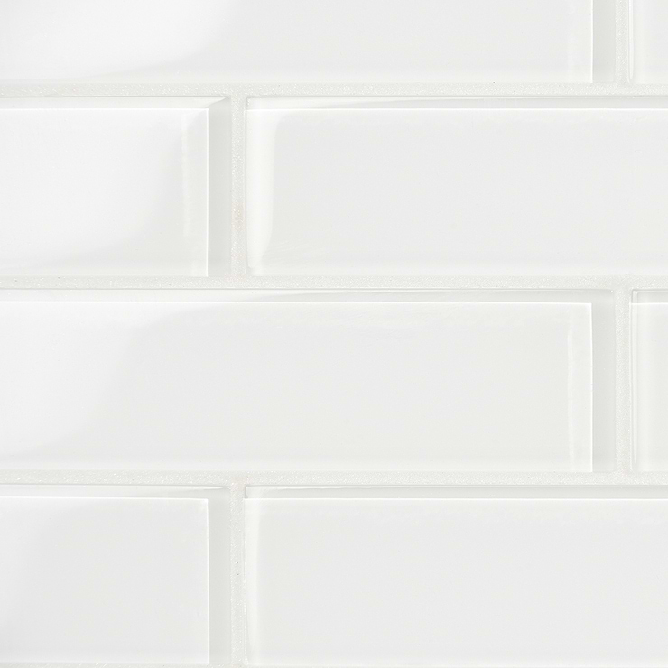 Loft Super White 2x8 Polished Glass Subway Wall Tile