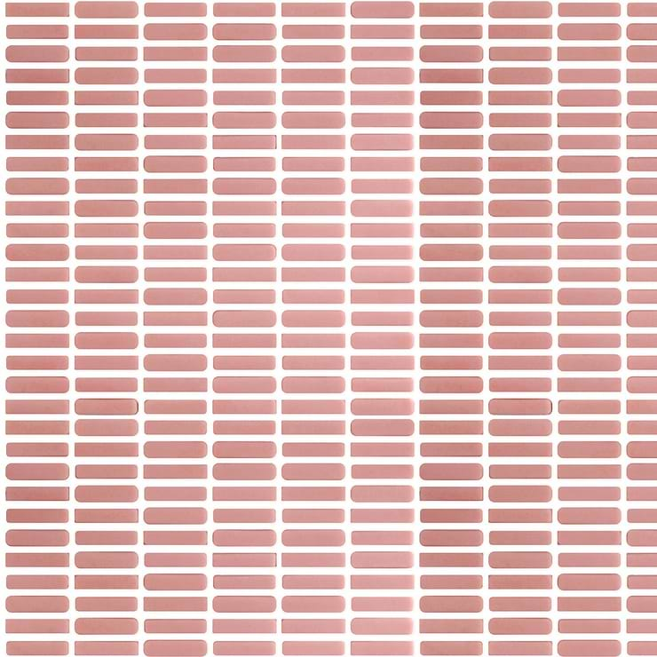 Venini Pink 1/2" x 2"  Mini Brick Frosted Glass Mosaic Tile