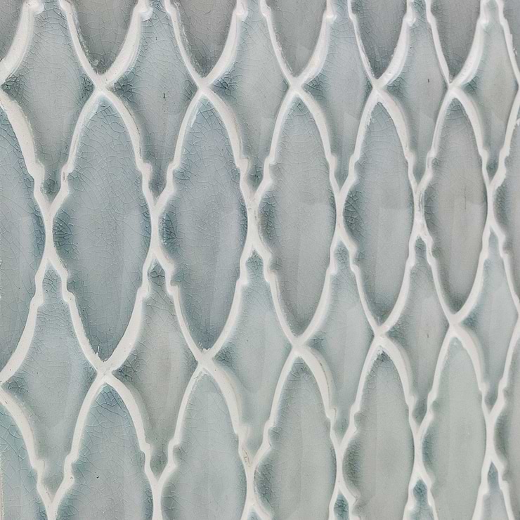 Nabi Valor Arctic Blue 2x4 Glossy Crackled Glass Mosaic Tile