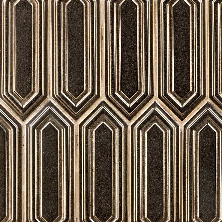 Nabi Picket Metallic Copper Brown 3x9 Matte Glass Mosaic Tile