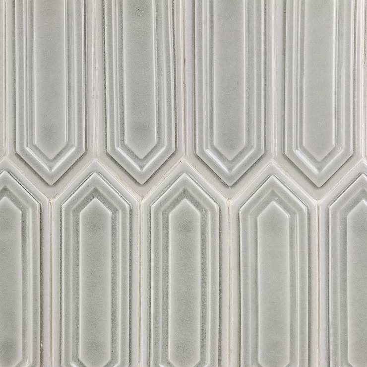 Nabi Picket Tundra Gray 3x9 Glossy Crackled Glass Mosaic Tile