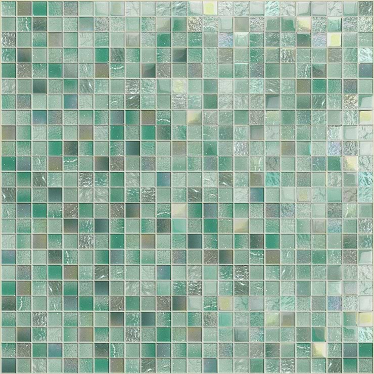 Fairy Green 2x2 Polished Glass Mosiac Tile