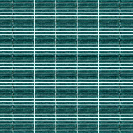 Kai Teal 1x4" Tri-Stacked Crackled Glossy Mosaic Tile