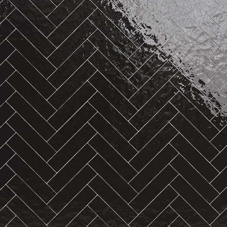Lancaster Noir Black 3x12 Polished Ceramic Wall Tile
