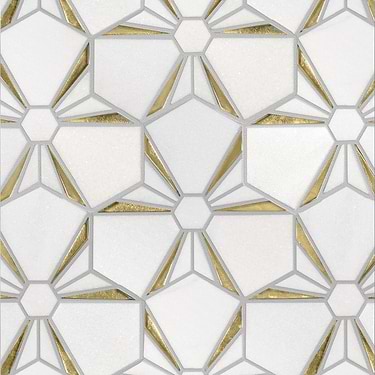Euphoria Glass Arctic Gold Hexagon Polished Marble Mosaic