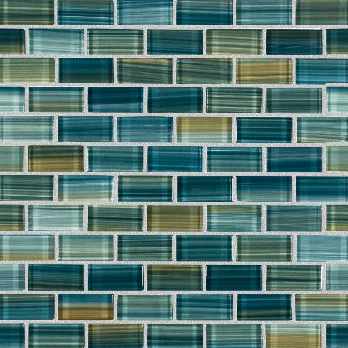 Watercolors Turquoise Green 1x2 Brick Glass  Mosaic