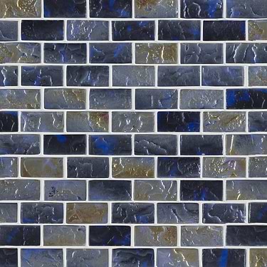Watercolors Iridescent Portage Blue 1X2 Brick Glass Mosaic