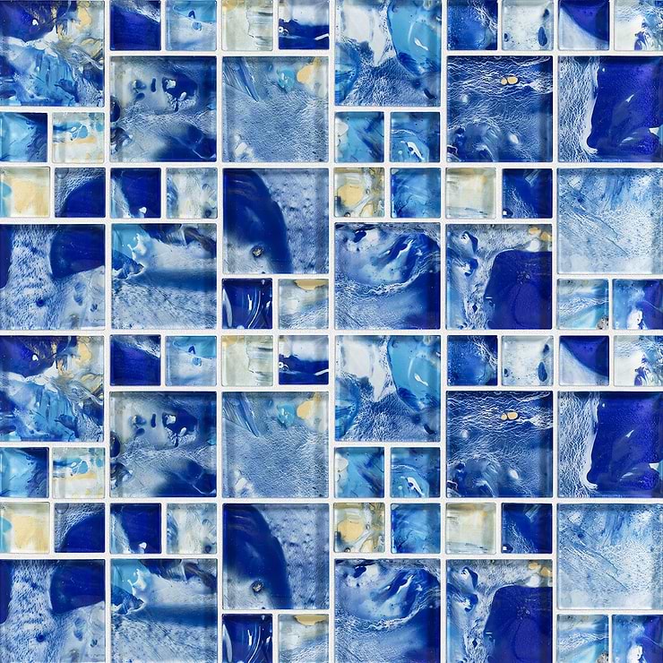 Watercolors Lorna Blue Glass Mosaic