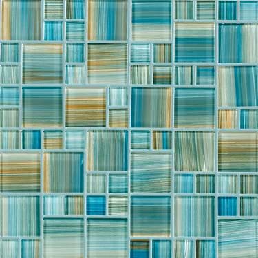 Watercolors Sulu Blue Glazed Glass Mosaic