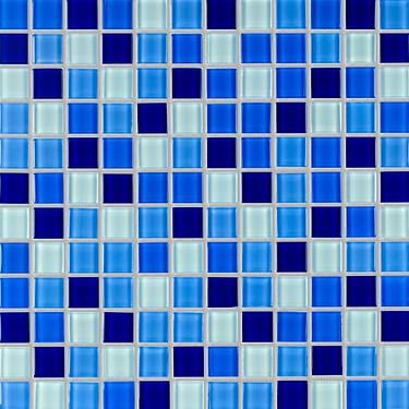 Watercolors Moody Blue 1x1 Glazed Glass Mosaic