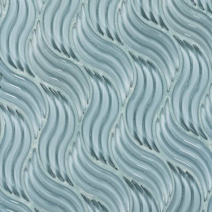 Disco-Dazzle Herra Blue Wavy Polished Glass Mosaic Tile