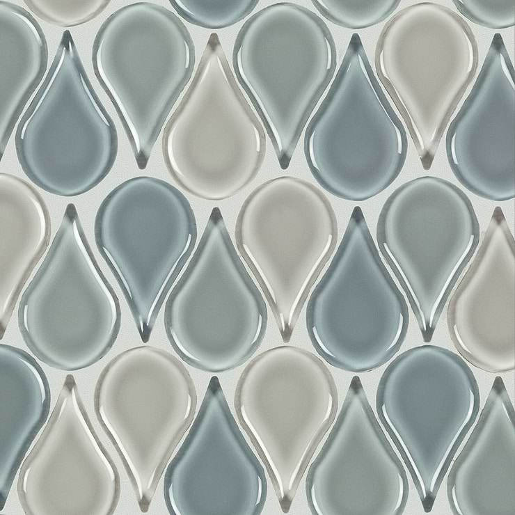 Disco-Dazzle Mako Blue 2x3 Teardrop Polished Glass Mosaic Tile