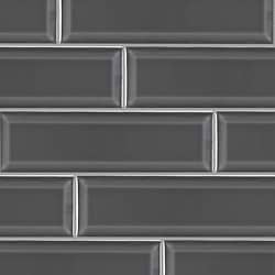 Astoria Beveled Midnight Gray Glazed 3x9 Ceramic Subway Wall Tile