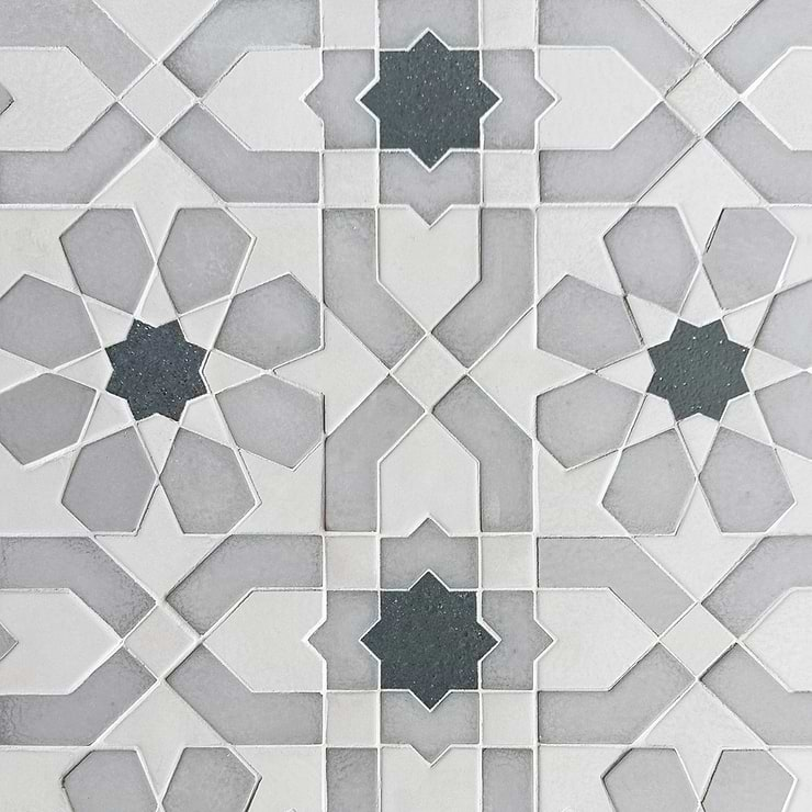 Cantico Fes Cloud Gray Mixed Finish Lava Stone and Cement Mosaic Tile