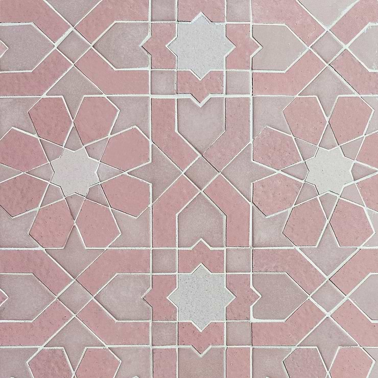 Cantico Fes Terracotta Rosa Mixed Polished Lava Stone and Cement Mosaic Tile