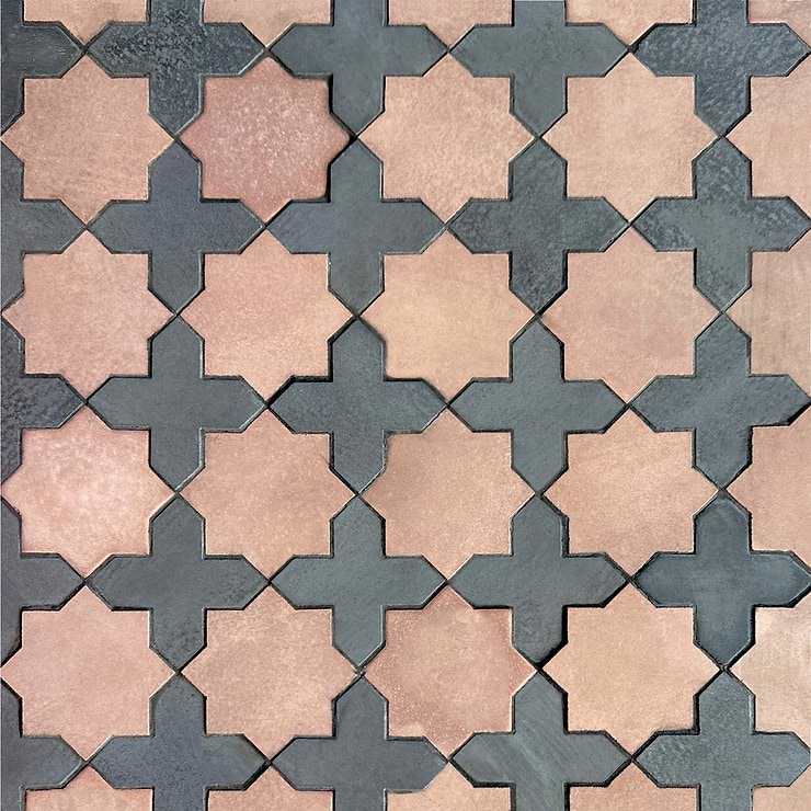 Cantico Mara Terracotta Matte Lava Stone and Cement Mosaic Tile