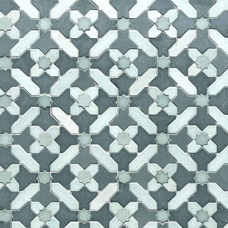 Cantico Safi Ocean Blue Mixed Finish Lava Stone and Cement Mosaic Tile