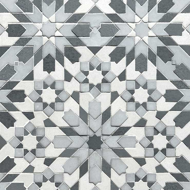 Cantico Taza Cloud Gray Mixed Finish Lava Stone and Cement Mosaic Tile