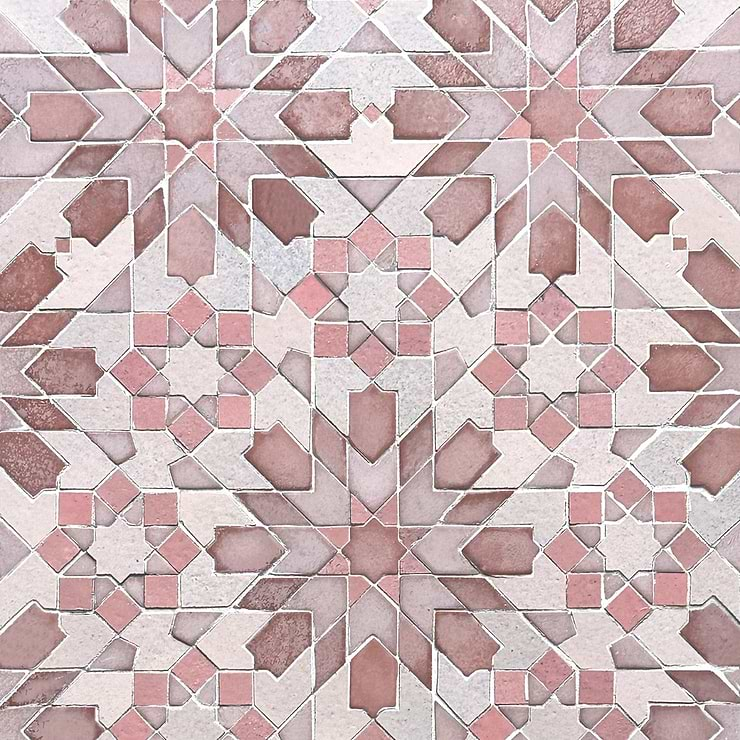 Cantico Taza Terracotta Rosa Mixed Lava Stone and Cement Mosaic Tile