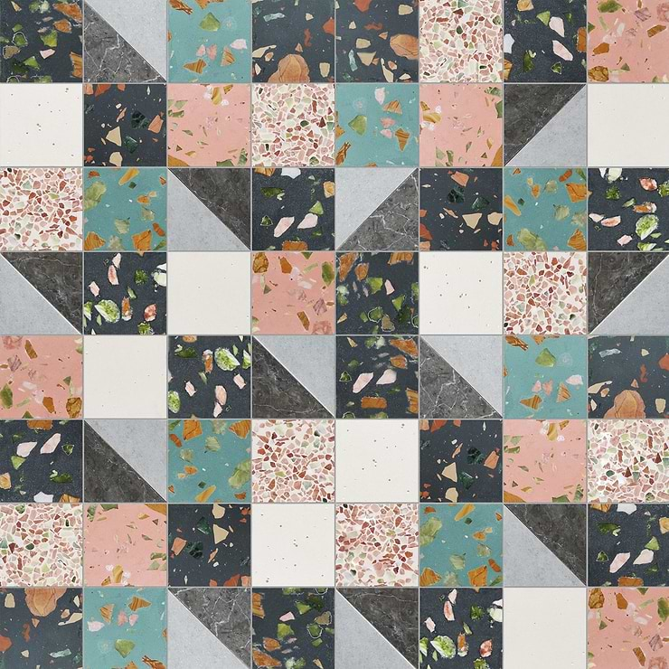 Elizabeth Sutton Artem Lark Multicolor 3x3 Polished & Honed Marble and Terrazzo Mosaic Tile