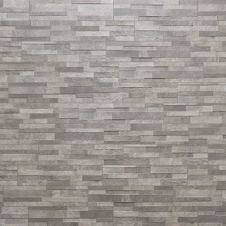 Lodge Stone 3D Gray 6x24 Textured Porcelain Wall Tile