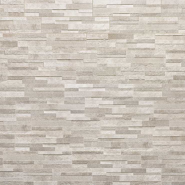 Lodge Stone 3D White 6x24 Textured Porcelain Wall Tile