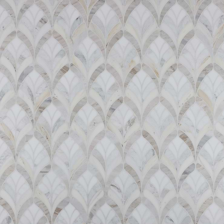 Konwalia Bianco White Floral Marble Mosaic Tile