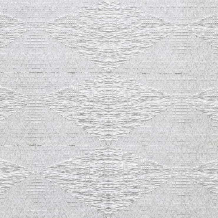 Bansu Carved White Thassos 16x16 Honed Marble Tile