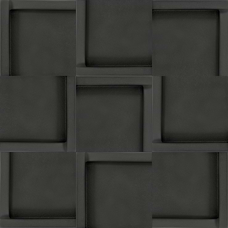 Roller Cross Black 4x4 3D Handmade Matte Ceramic Tile