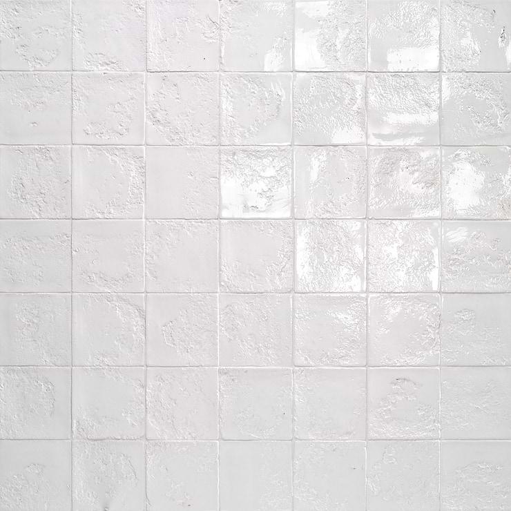 Navari White 5x5 Textured Glossy Ceramic Tile | Tilebar.com