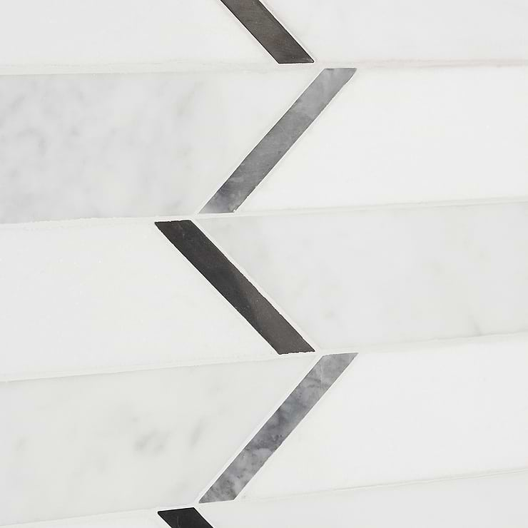 Fitz Blanco Grigio White Polished Marble Mosaic Tile