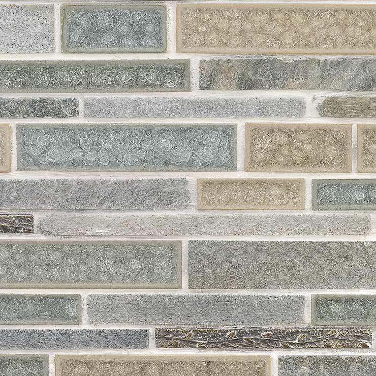 Shangri-La Green Quartz Random Brick Glass & Stone Tile