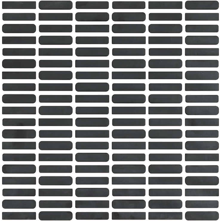 Venini Black 1/2" x 2" Mini Brick Frosted Glass Mosaic Tile