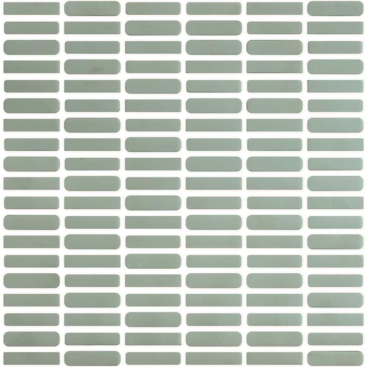 Venini Sage Green 1/2" x 2" Mini Brick Frosted Glass Mosaic Tile