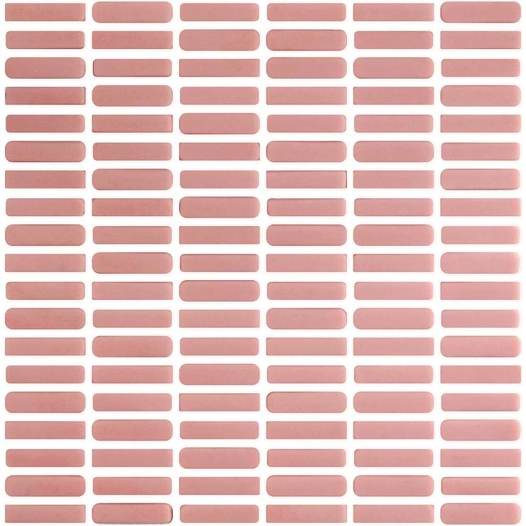 Venini Pink 1/2" x 2"  Mini Brick Frosted Glass Mosaic Tile