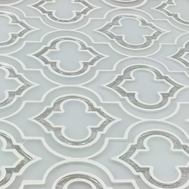 Kensington Frosted Super White With Silver Dust Glass Tile