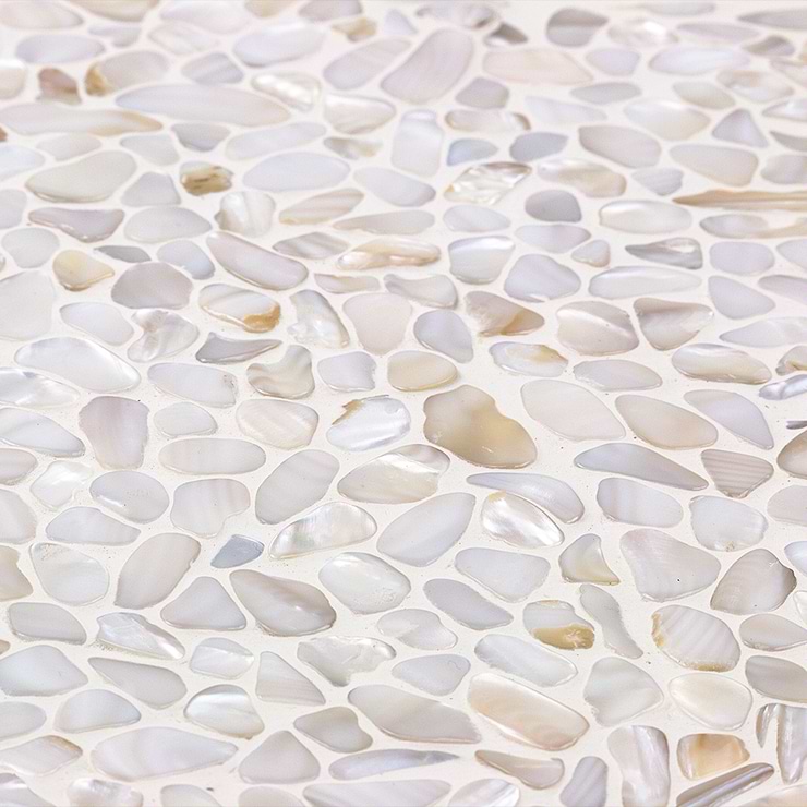 Oyster White Pearl Pebbles Tile 