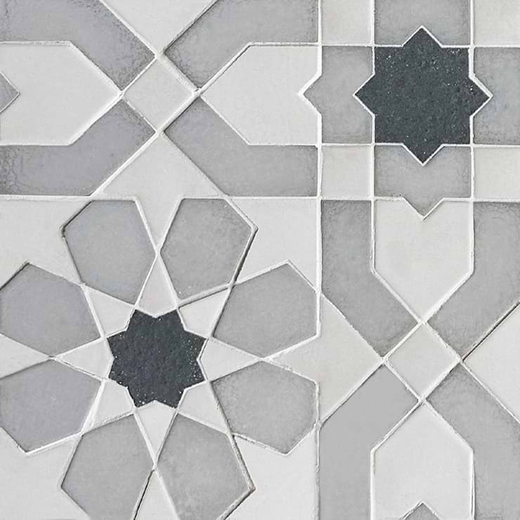 Cantico Fes Cloud Gray Mixed Finish Lava Stone and Cement Mosaic Tile