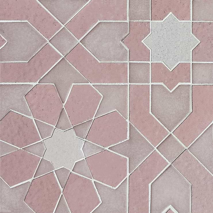 Cantico Fes Terracotta Rosa Mixed Polished Lava Stone and Cement Mosaic Tile